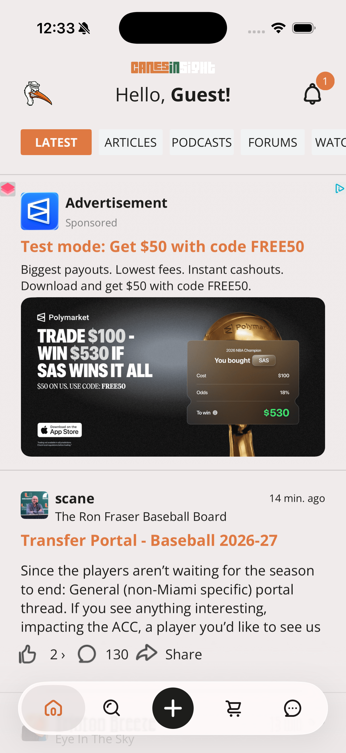 Native ad monetization in XenForo mobile app